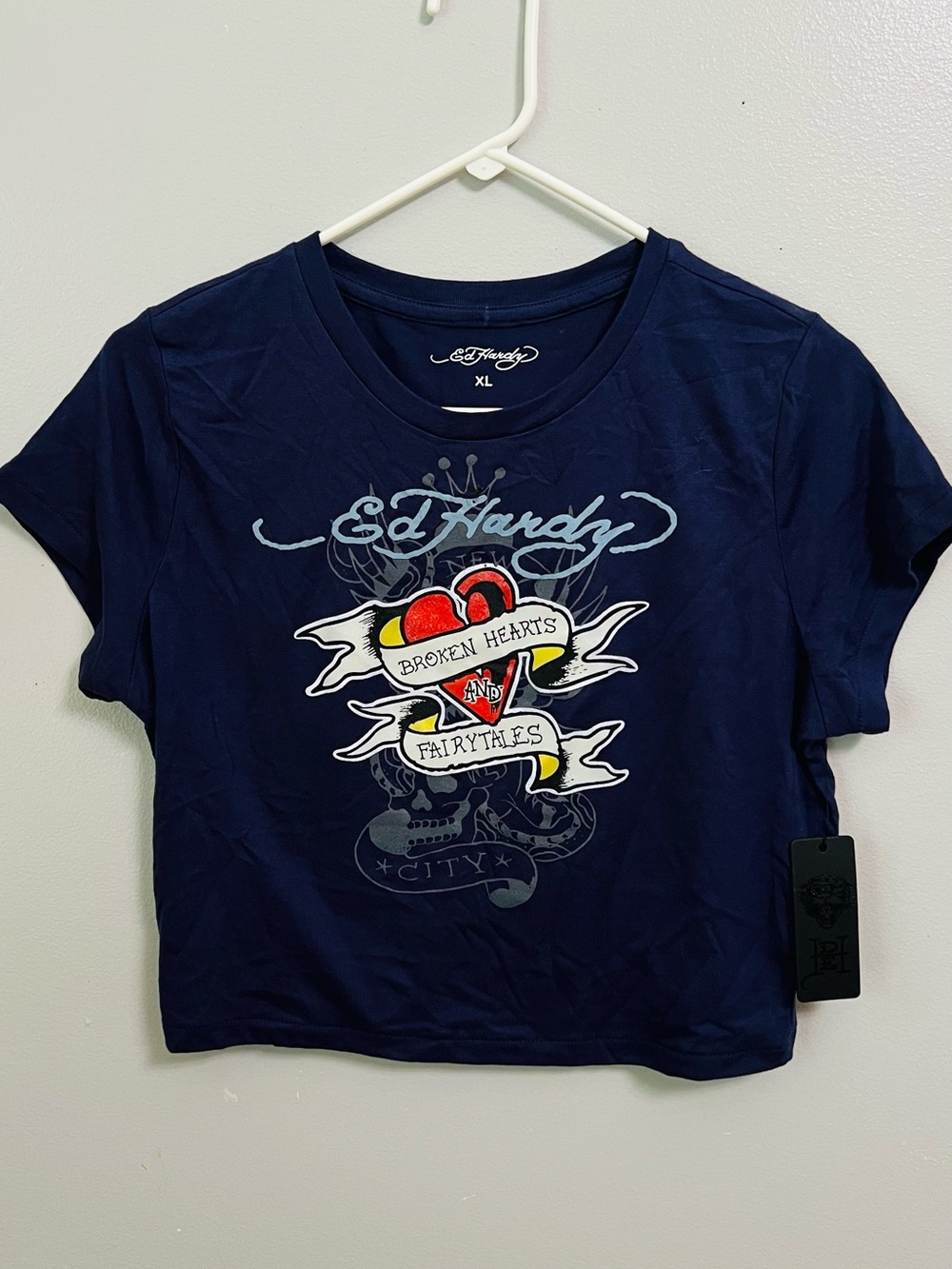Ed Hardy Navy Cropped Graphic iu - Broken Hearts & Fairytales